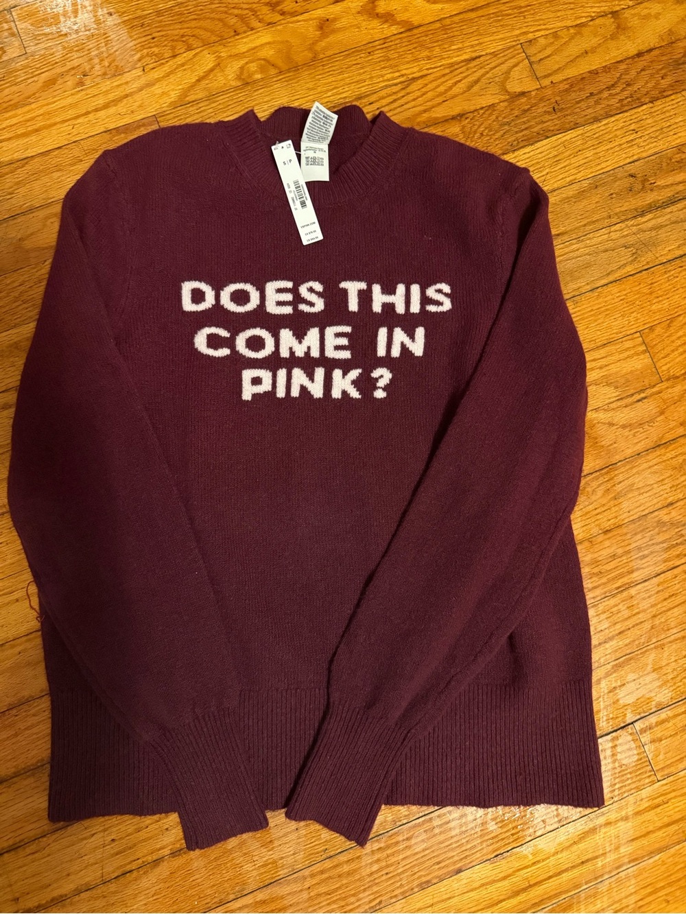 PINK Victoria's Secret Maroon Crewneck Sweater with White Slogan